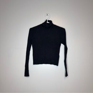Black Ribbed Turtleneck Sweater